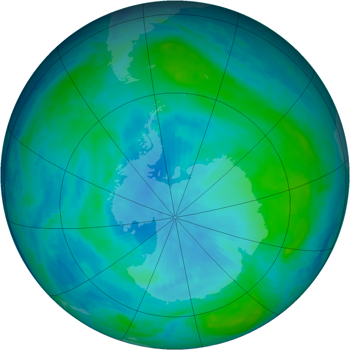 Antarctic ozone map for 10 February 1986
